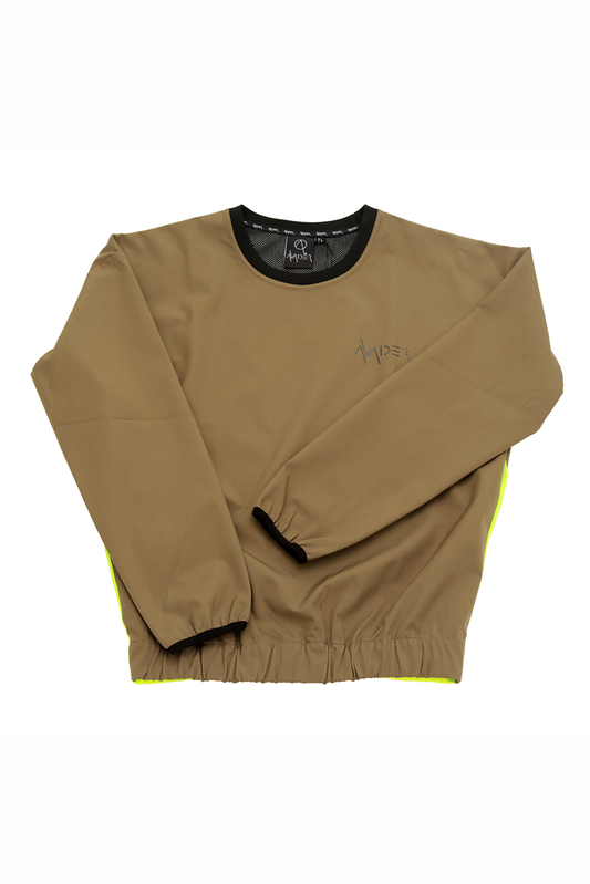 TRAIL CYCLING SWEATSHIRT WITH REFLECTIVE BRANDING IN KHAKI AND NEON