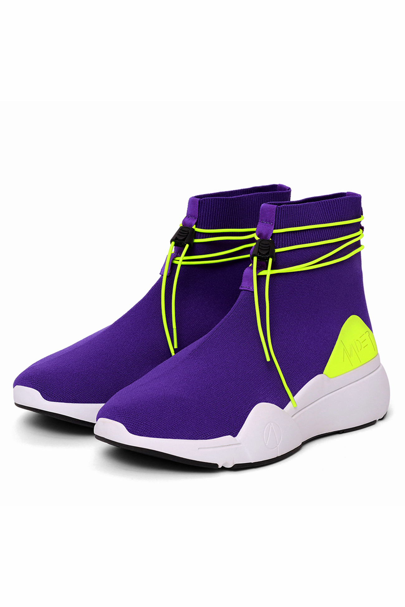 ELLIPSIS SOCK TRAINER IN PURPLE, NEON GREEN AND WHITE