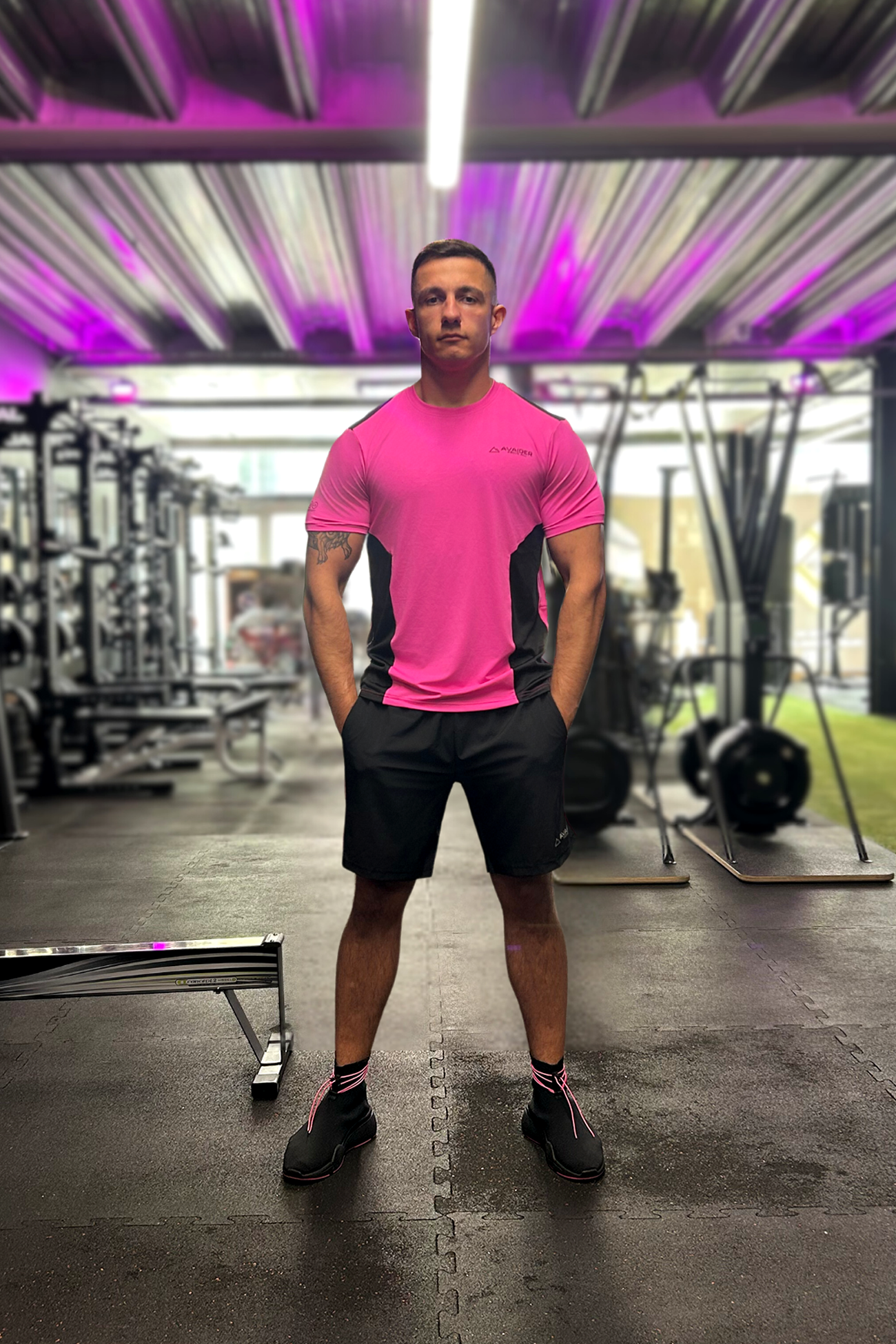 PRECISION TWINSET E IN PINK AND BLACK