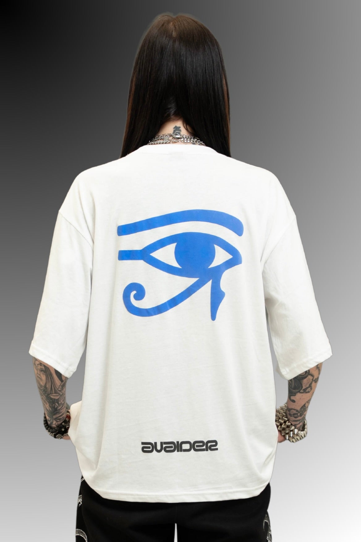Look Deeper Box Fit Unisex T Shirt In White Blue And Black