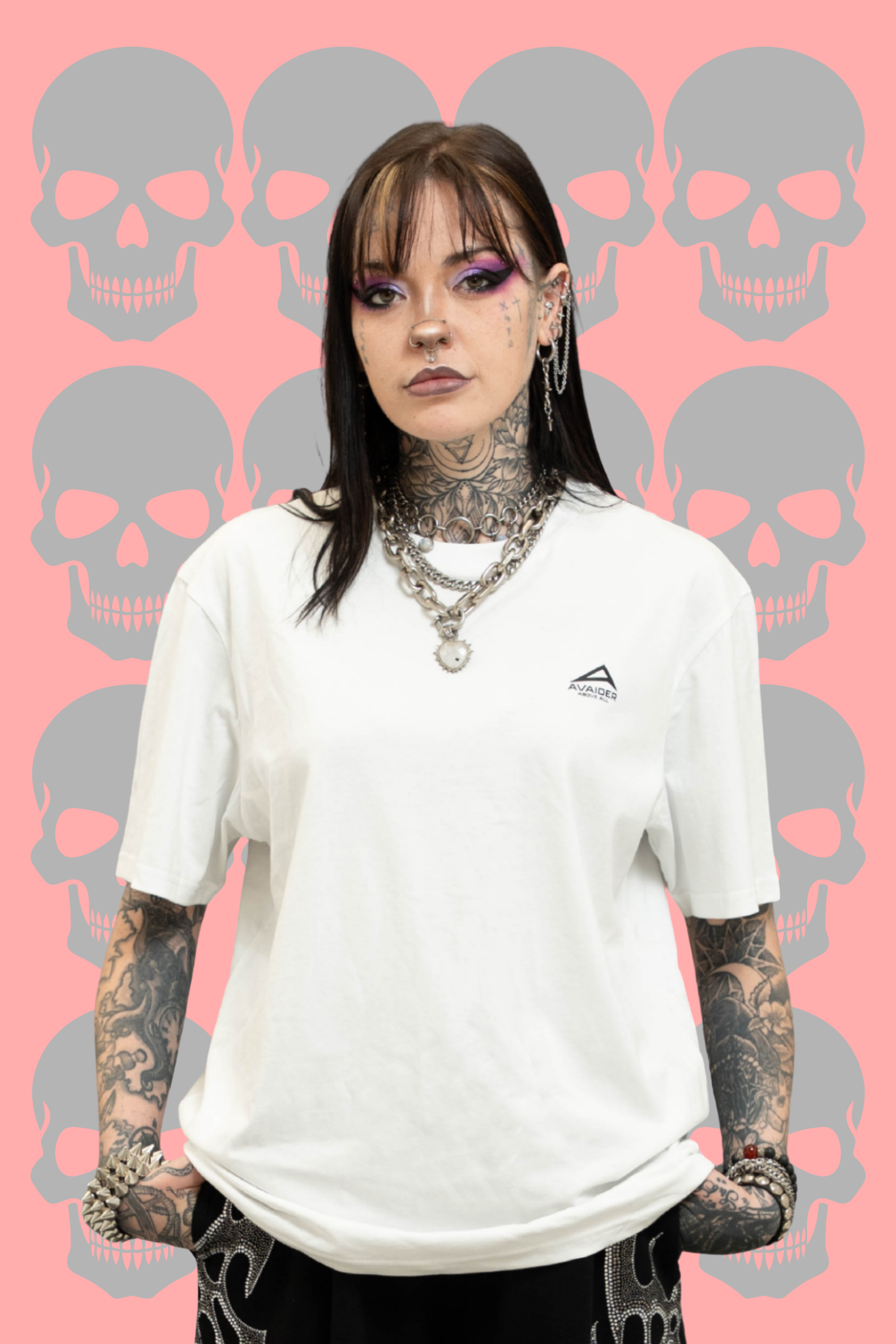 Above All Standard Fit Unisex T Shirt In White And Black