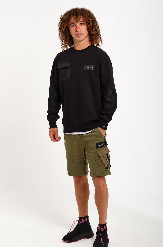 Cadley Utility Fleece Combat Shorts In Khaki