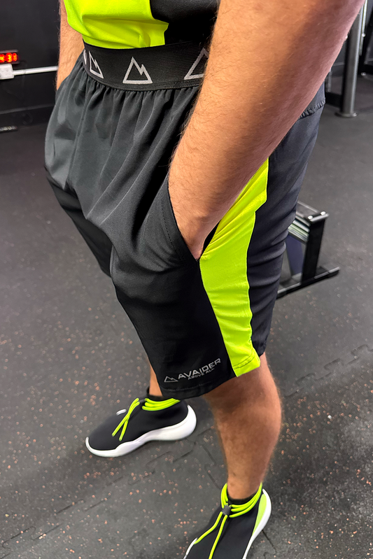 PRECISION SHORTS IN BLACK AND NEON
