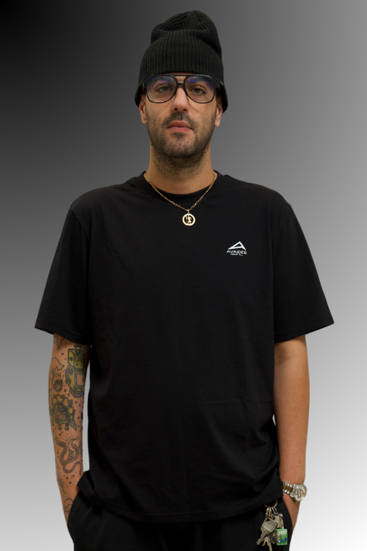 Above All Standard Fit Unisex T Shirt In Black And White