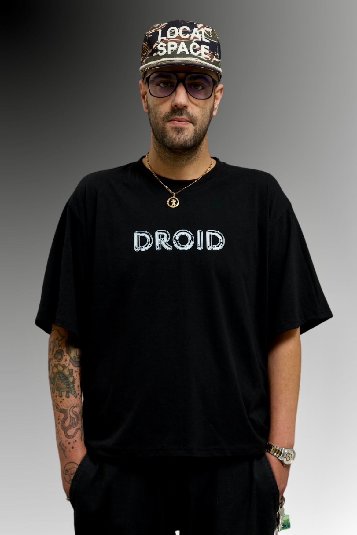 Droid Box Fit Unisex T Shirt In Black And White