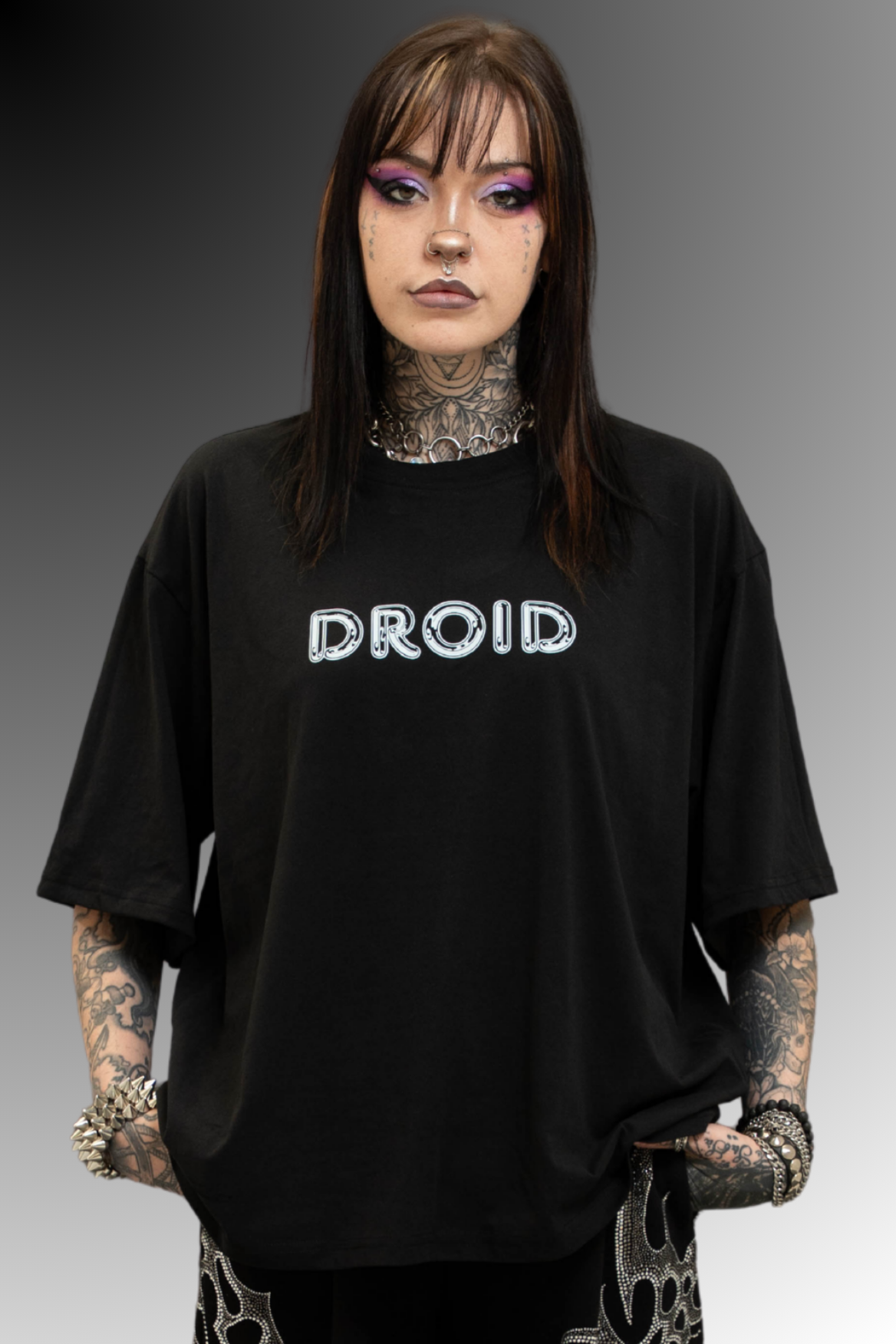 Droid Box Fit Unisex T Shirt In Black And White