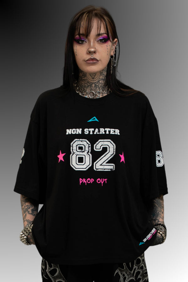 Drop Out Box Fit Unisex T Shirt In Black White And Pink