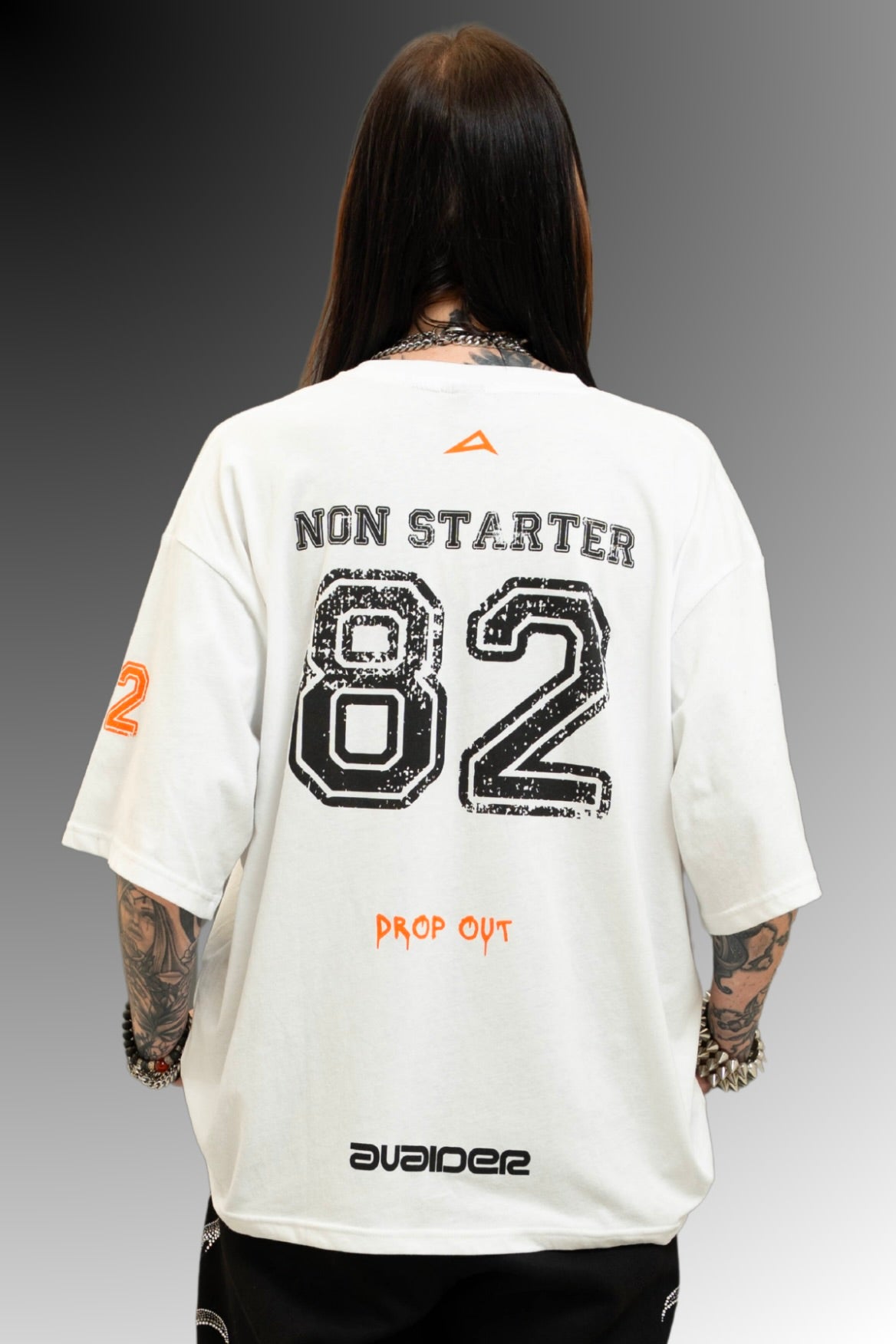Drop Out Box Fit Unisex T Shirt In White Black And Orange
