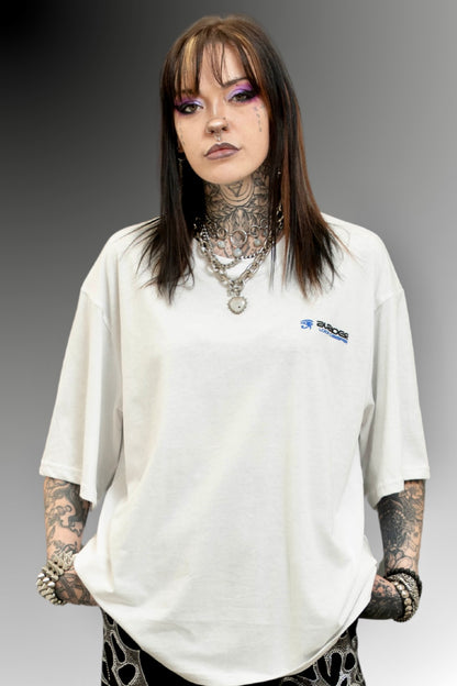 Look Deeper Box Fit Unisex T Shirt In White Blue And Black