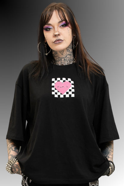Love Fool Box Fit Unisex T Shirt In Black Pink And Green