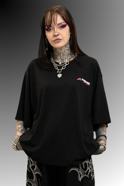 Next Level Box Fit Unisex T Shirt In Black Pink And White