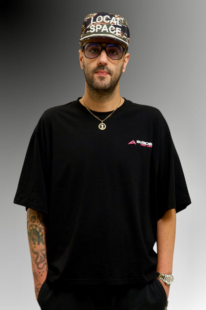 Next Level Box Fit Unisex T Shirt In Black Pink And White