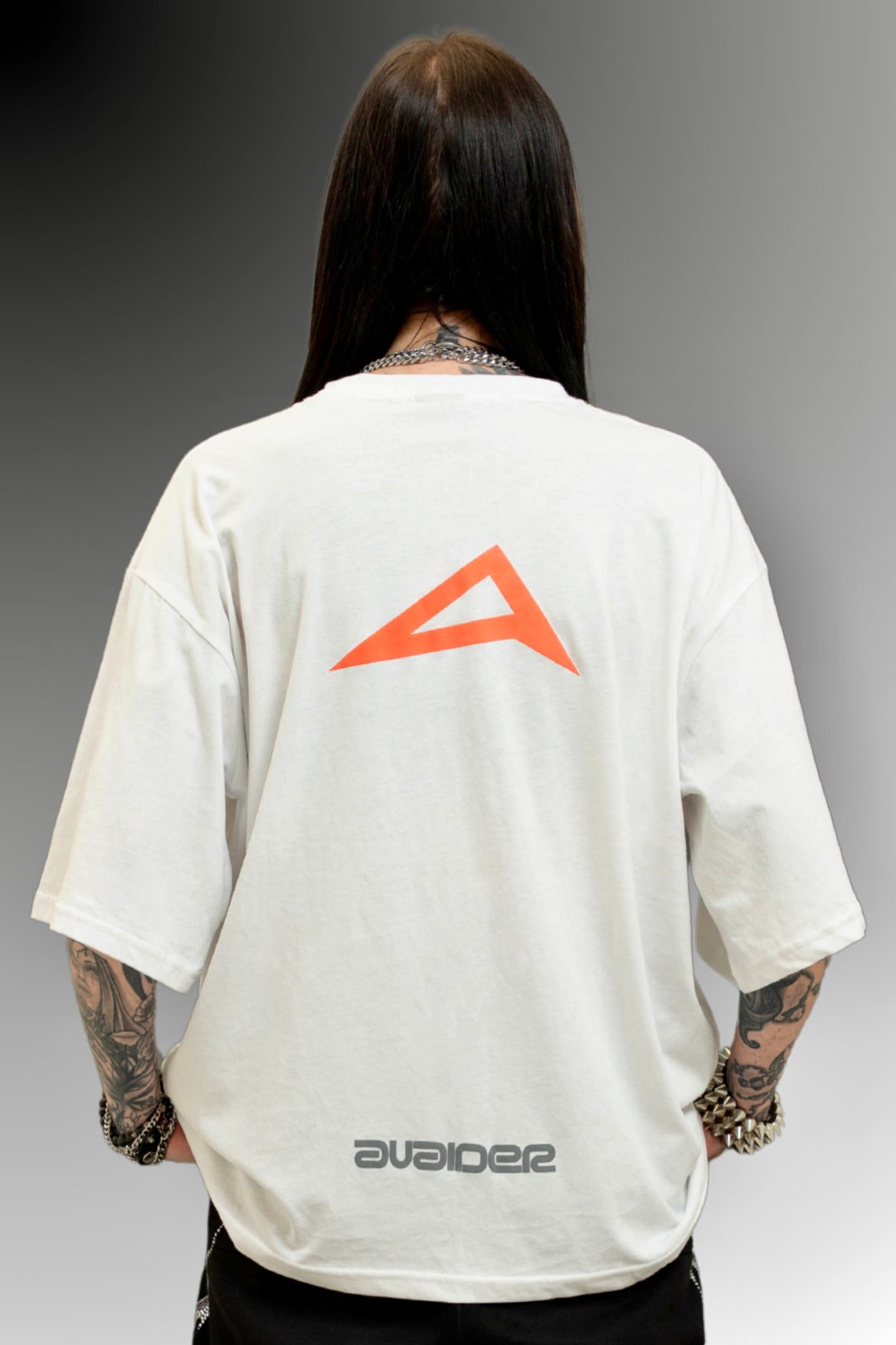 Next Level Box Fit Unisex T Shirt In White Peach And Grey