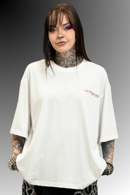 Next Level Box Fit Unisex T Shirt In White Peach And Grey
