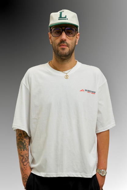 Next Level Box Fit Unisex T Shirt In White Peach And Grey