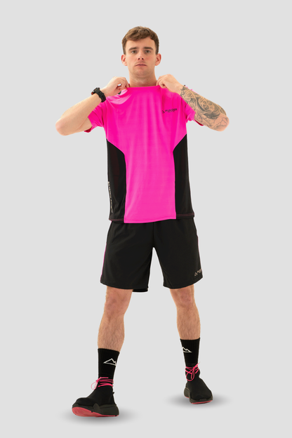 PRECISION V2 ON THE RUN T-SHIRT IN PINK AND BLACK