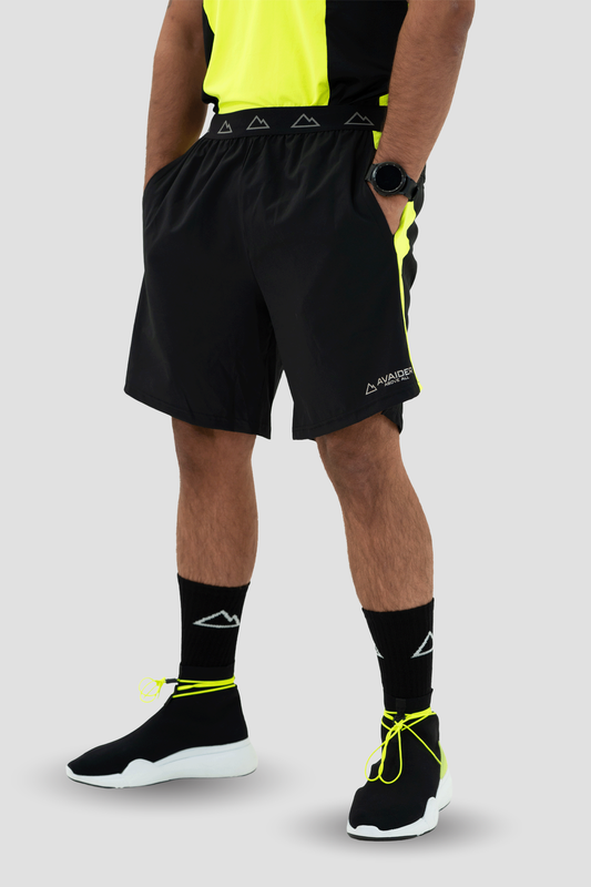 PRECISION SHORTS IN BLACK AND NEON