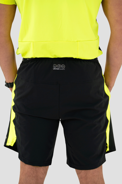 PRECISION SHORTS IN BLACK AND NEON