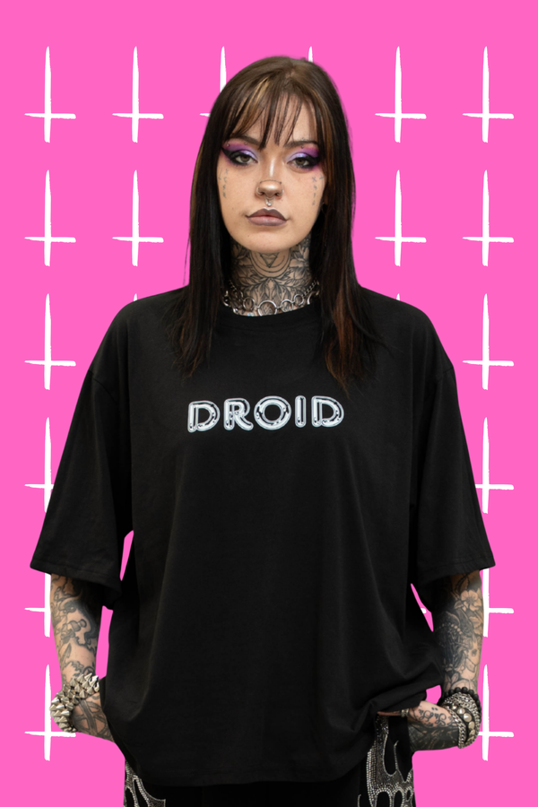 Droid Box Fit Unisex T Shirt In Black And White