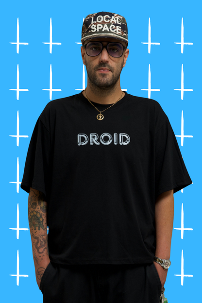 Droid Box Fit Unisex T Shirt In Black And White