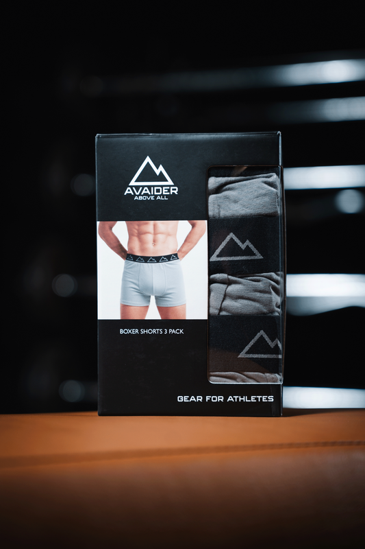 ESSENTIAL 3 PACK BOXER SHORTS IN GREY