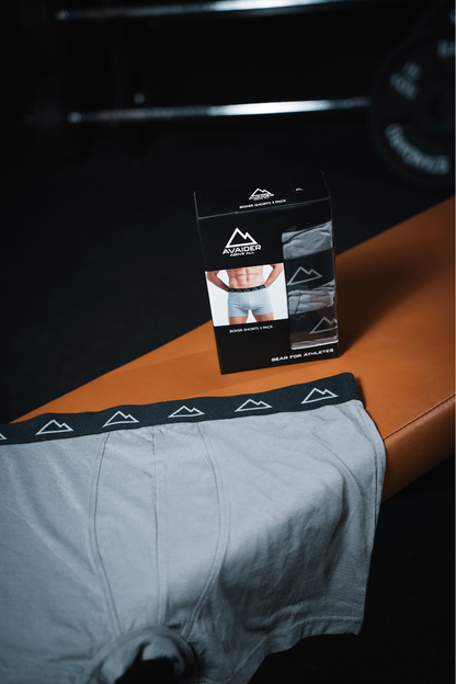 ESSENTIAL 3 PACK BOXER SHORTS IN GREY