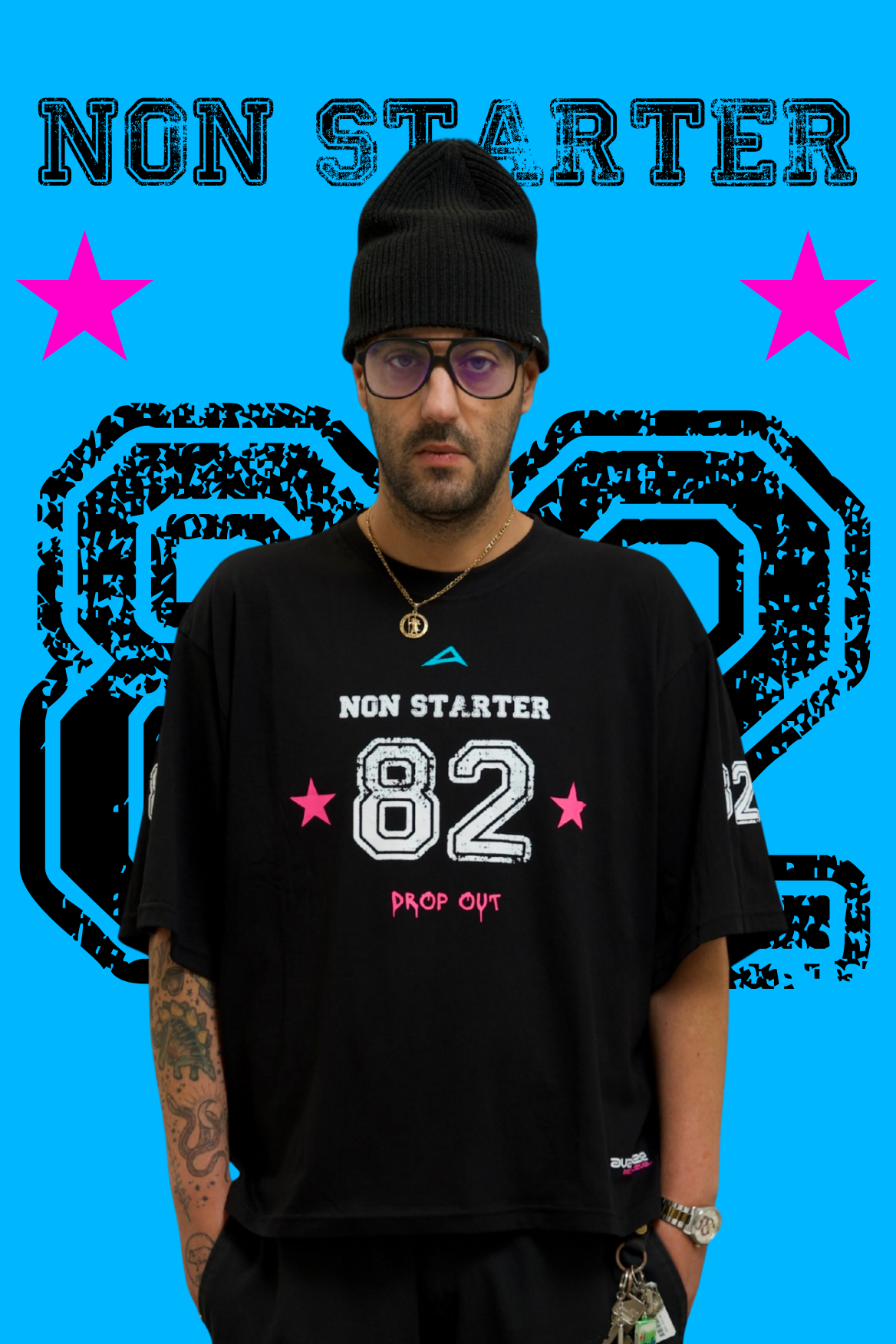 Drop Out Box Fit Unisex T Shirt In Black White And Pink