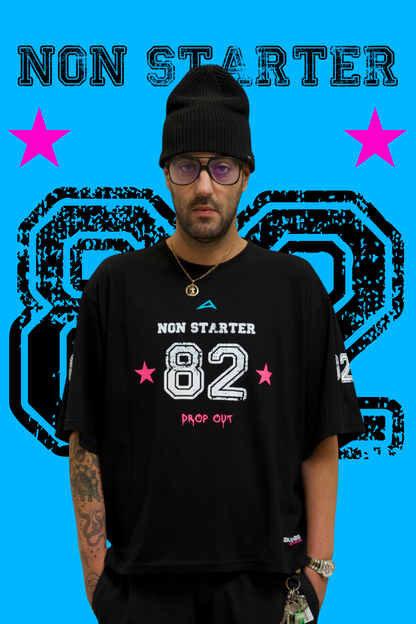 Drop Out Box Fit Unisex T Shirt In Black White And Pink