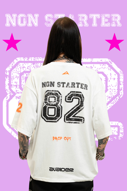 Drop Out Box Fit Unisex T Shirt In White Black And Orange