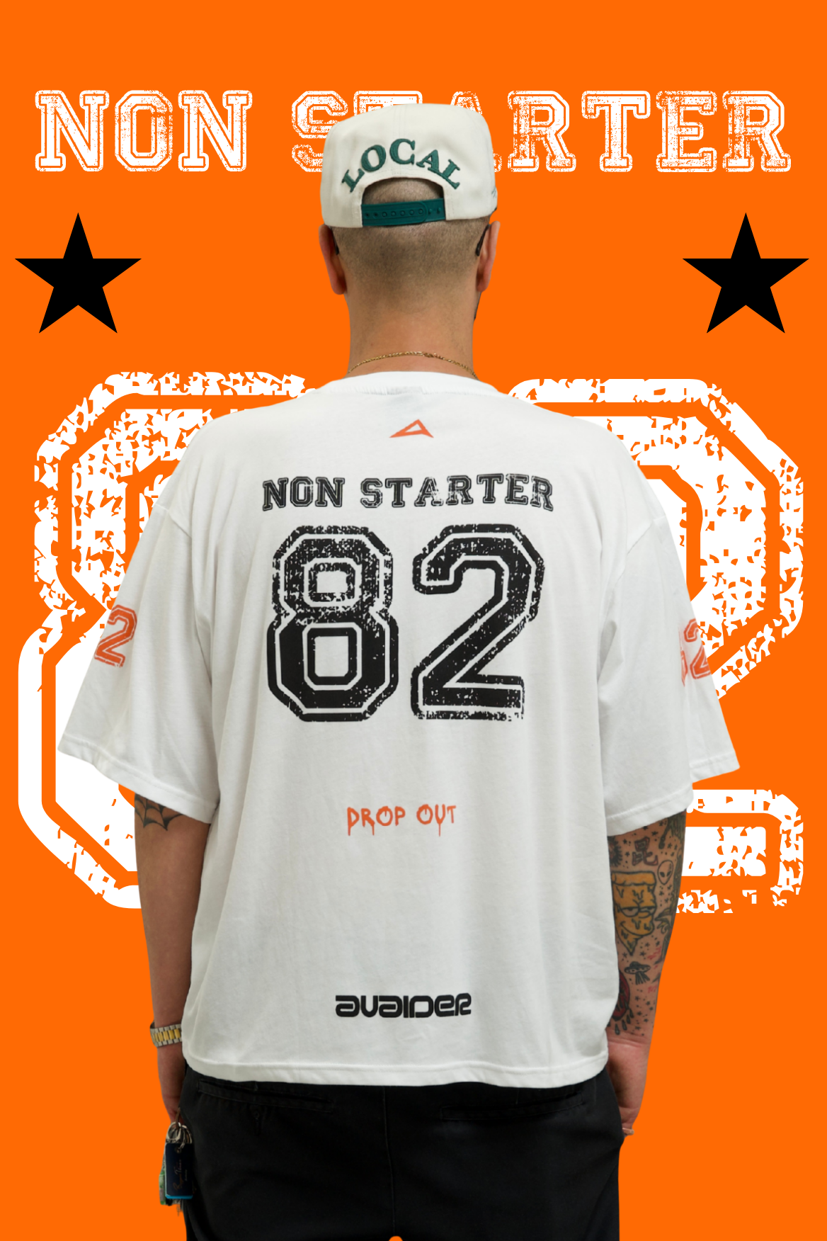 Drop Out Box Fit Unisex T Shirt In White Black And Orange