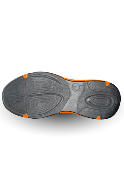 ELLIPSIS "SPLIT" SOCK TRAINER IN BLACK AND ORANGE