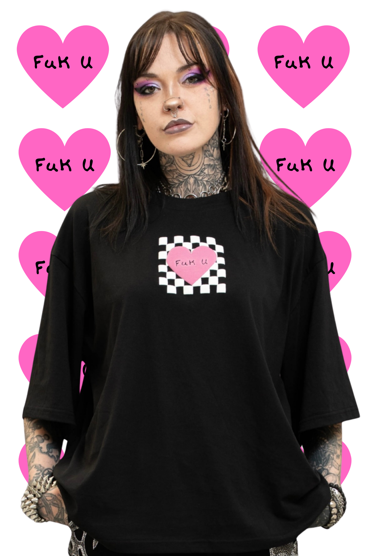 Love Fool Box Fit Unisex T Shirt In Black Pink And Green