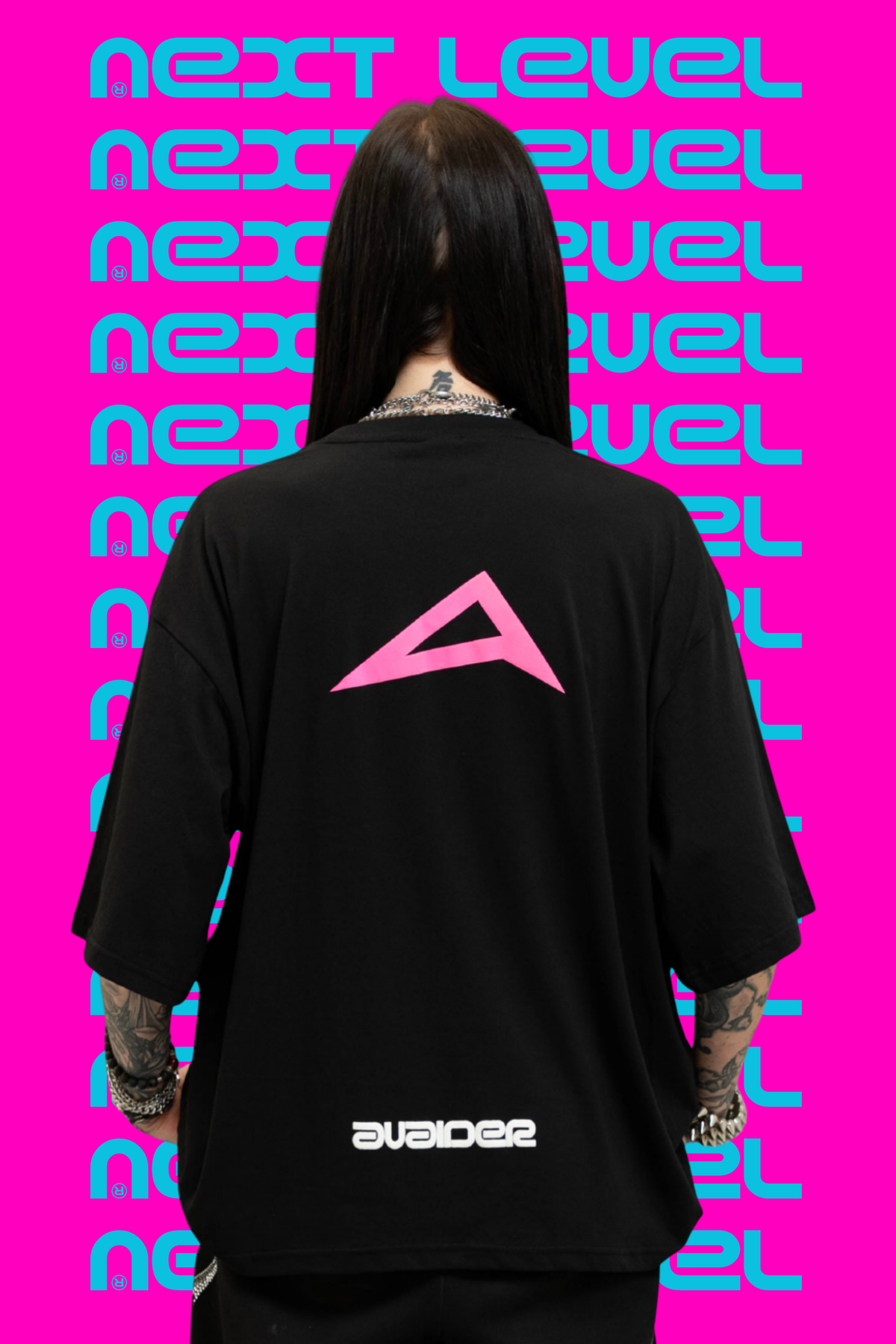 Next Level Box Fit Unisex T Shirt In Black Pink And White