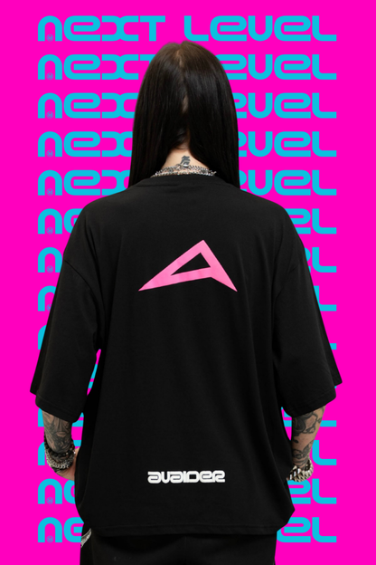 Next Level Box Fit Unisex T Shirt In Black Pink And White