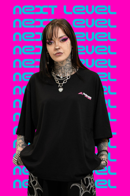Next Level Box Fit Unisex T Shirt In Black Pink And White