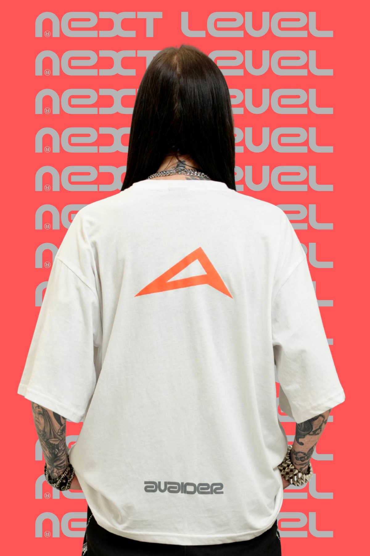 Next Level Box Fit Unisex T Shirt In White Peach And Grey