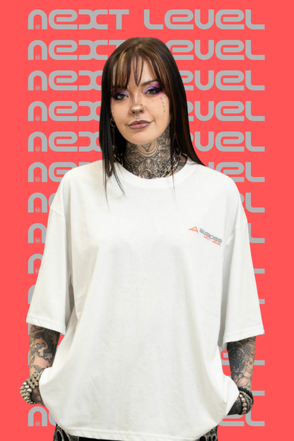 Next Level Box Fit Unisex T Shirt In White Peach And Grey