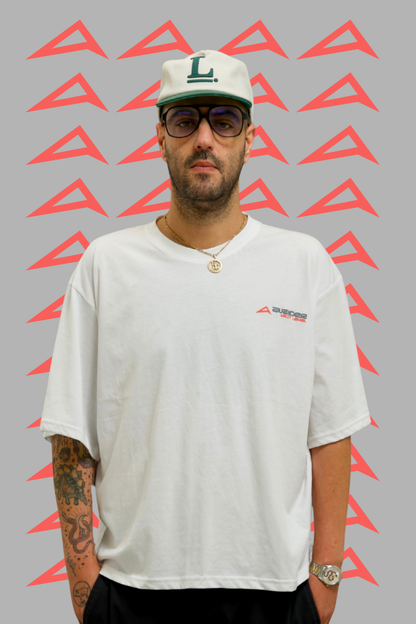 Next Level Box Fit Unisex T Shirt In White Peach And Grey