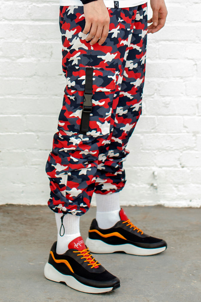 Ravage oversized utility combat trouser in red camo