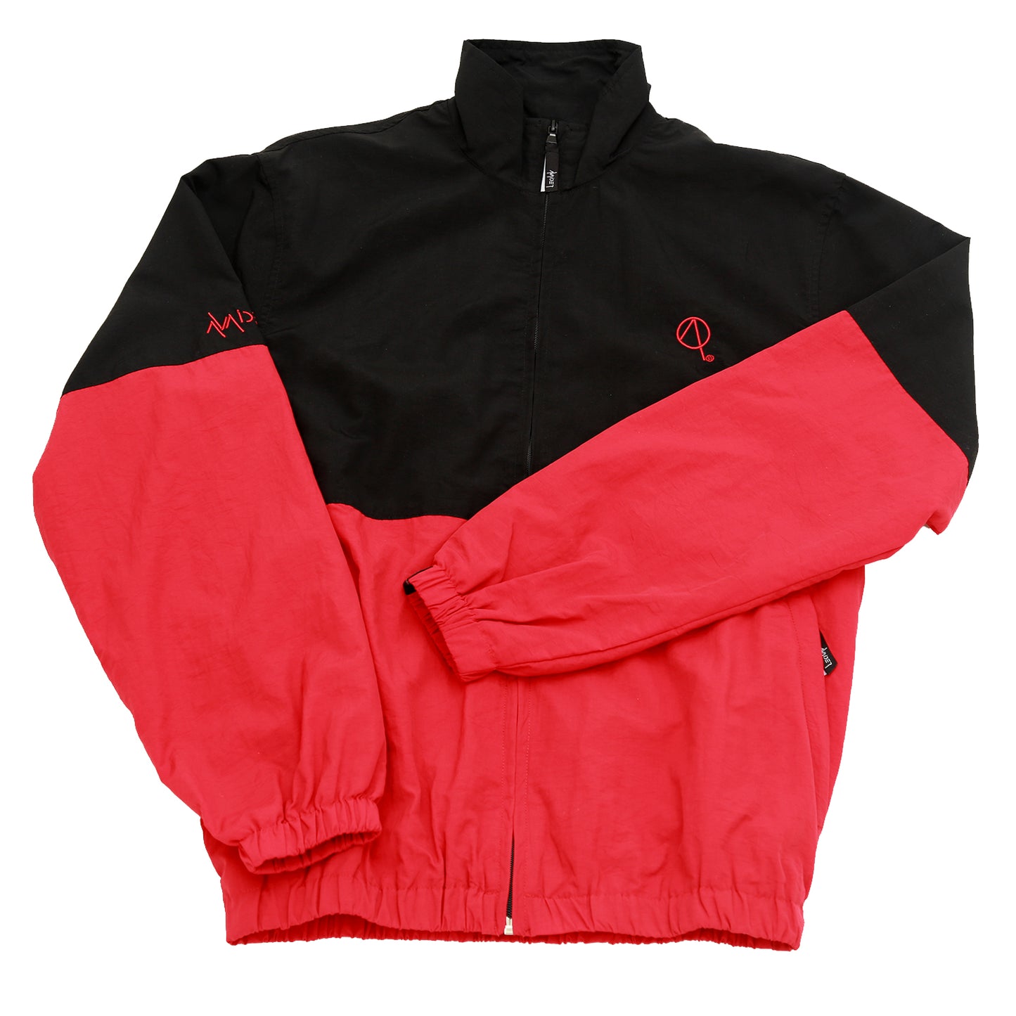 BASECAMP WOVEN TRACK TOP IN BLACK AND RED