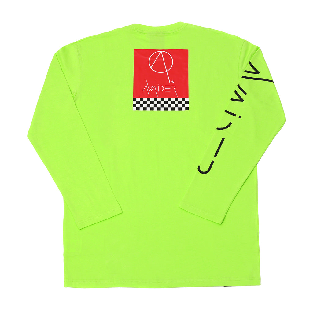 Checkbox crew neck long sleeve t-shirt in neon green