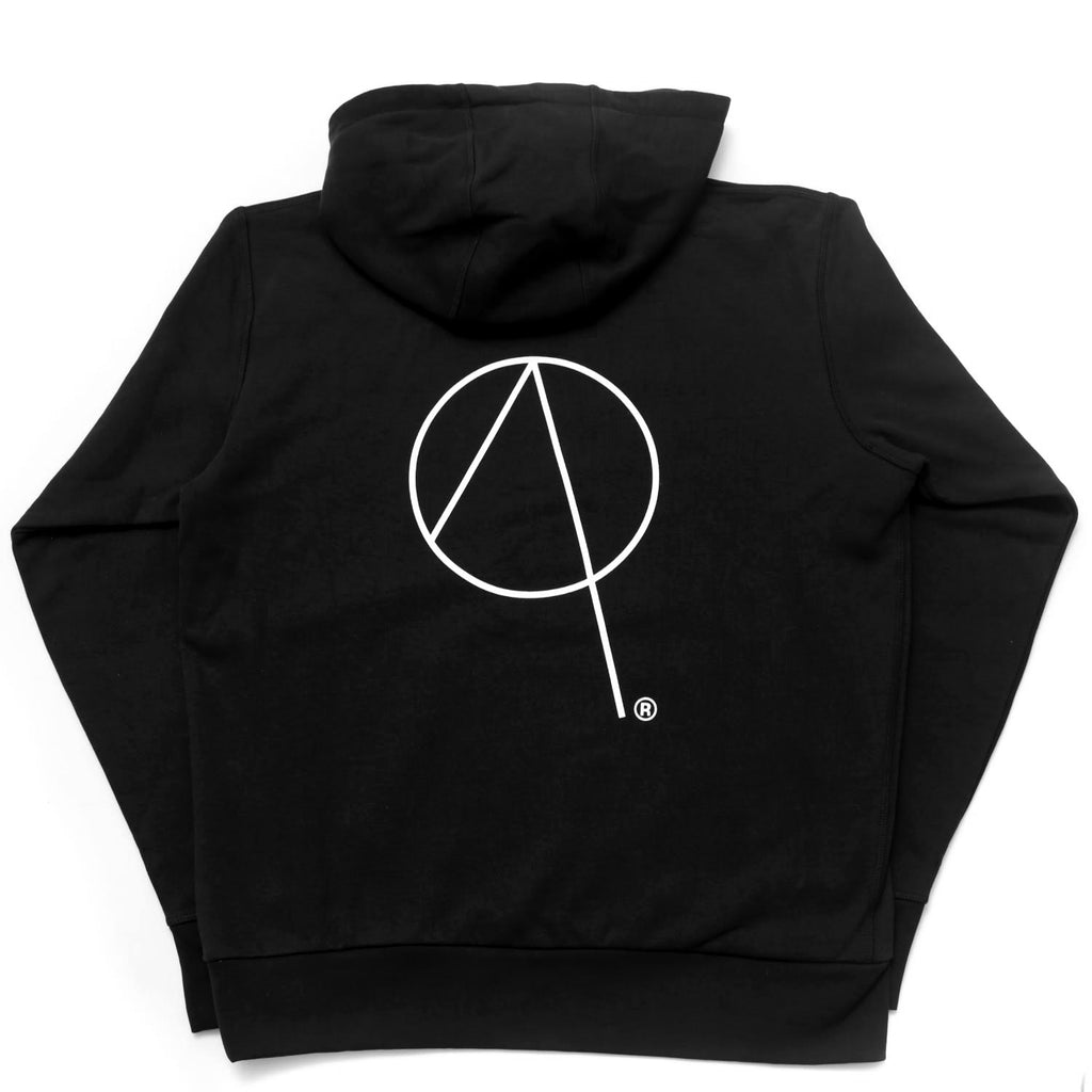 Cosmos heavyweight hoodie with embroidered logo and back print in black and white