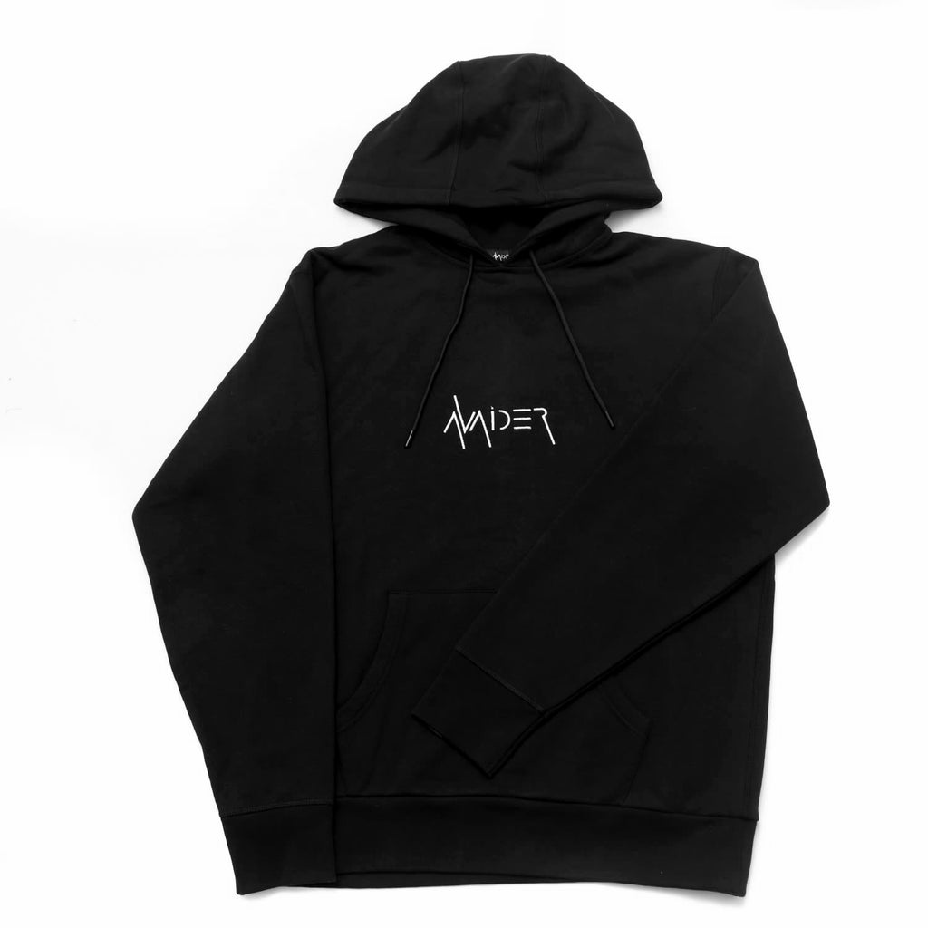 Cosmos heavyweight hoodie with embroidered logo and back print in black and white