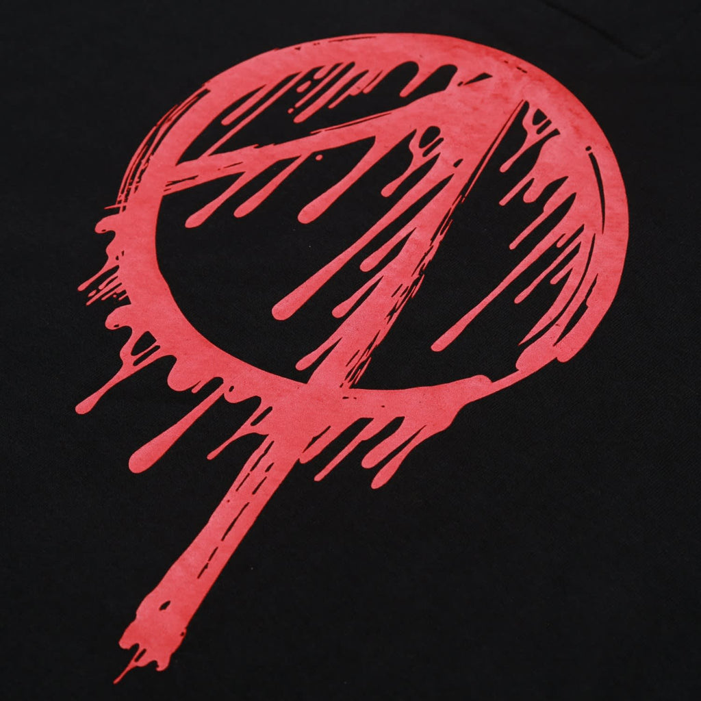 Cosmos Plasma heavyweight hoodie with embroidered logo and back print in black and red