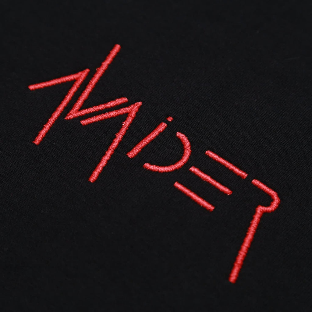 Cosmos Plasma heavyweight hoodie with embroidered logo and back print in black and red