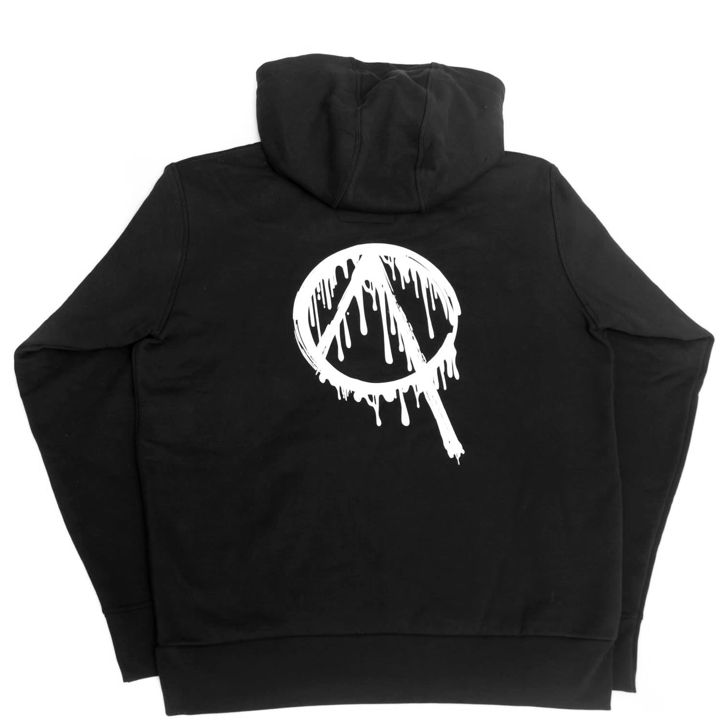 UPLAND PLASMA HEAVYWEIGHT HOODIE WITH EMBROIDERED LOGO AND BACK PRINT IN BLACK AND WHITE