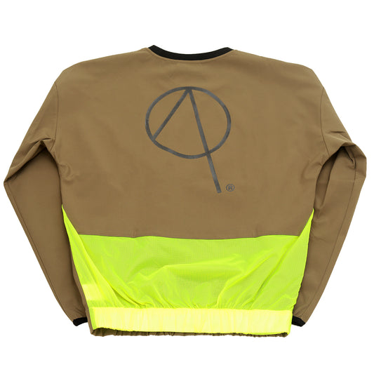 TRAIL CYCLING SWEATSHIRT WITH REFLECTIVE BRANDING IN KHAKI AND NEON
