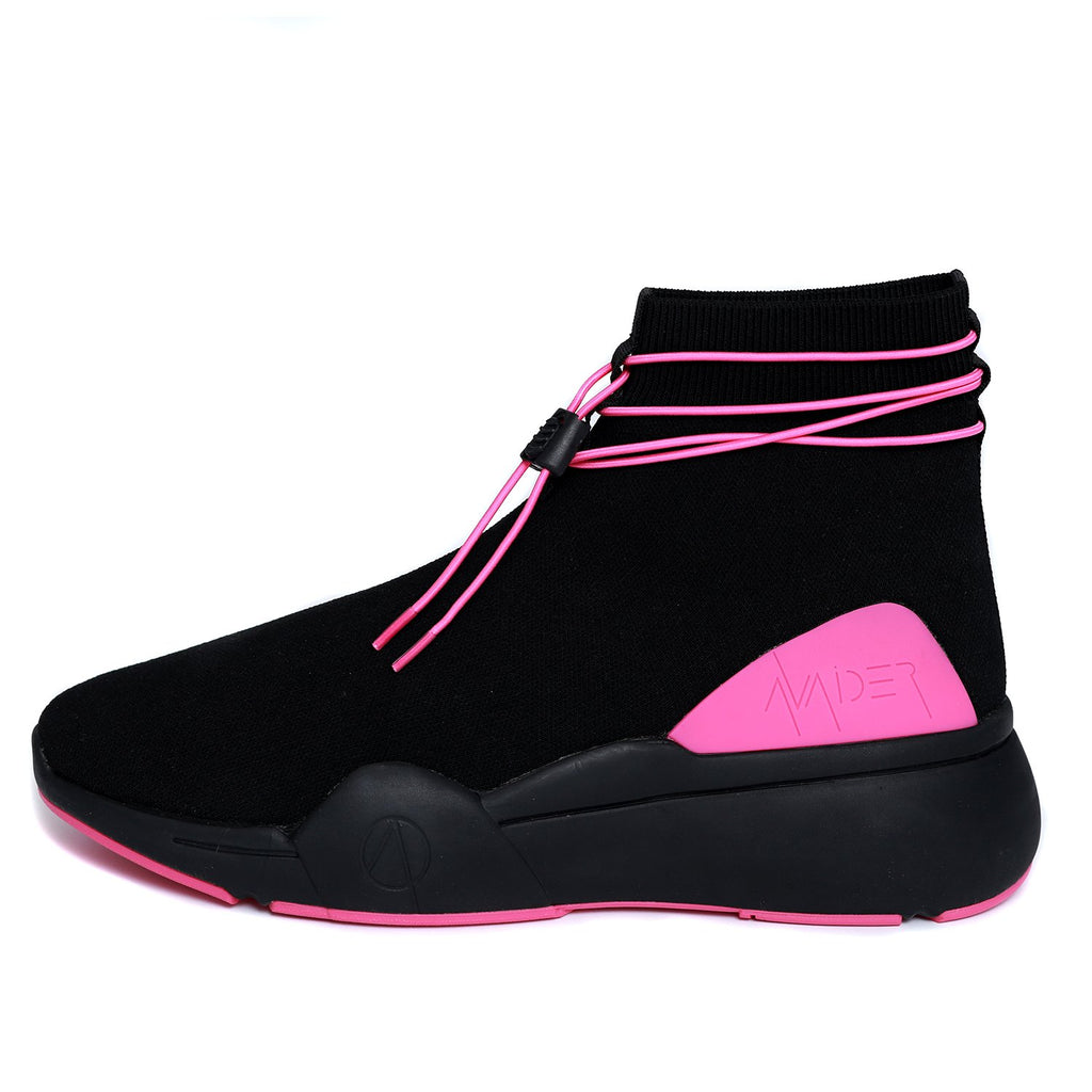 Ellipsis sock trainer in black and pink