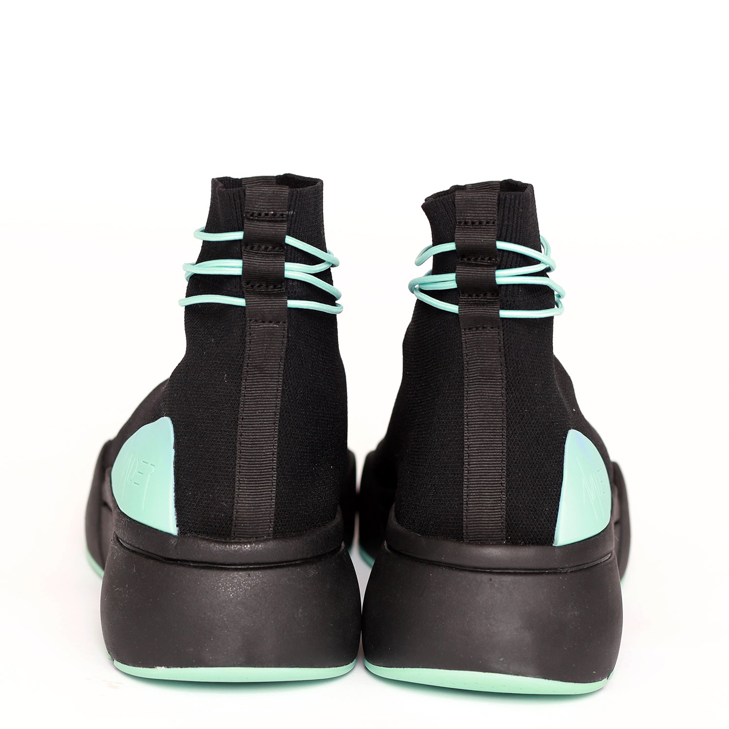 Avaider Mens Streetwear Ellipsis Black Teal Sock Trainer Back