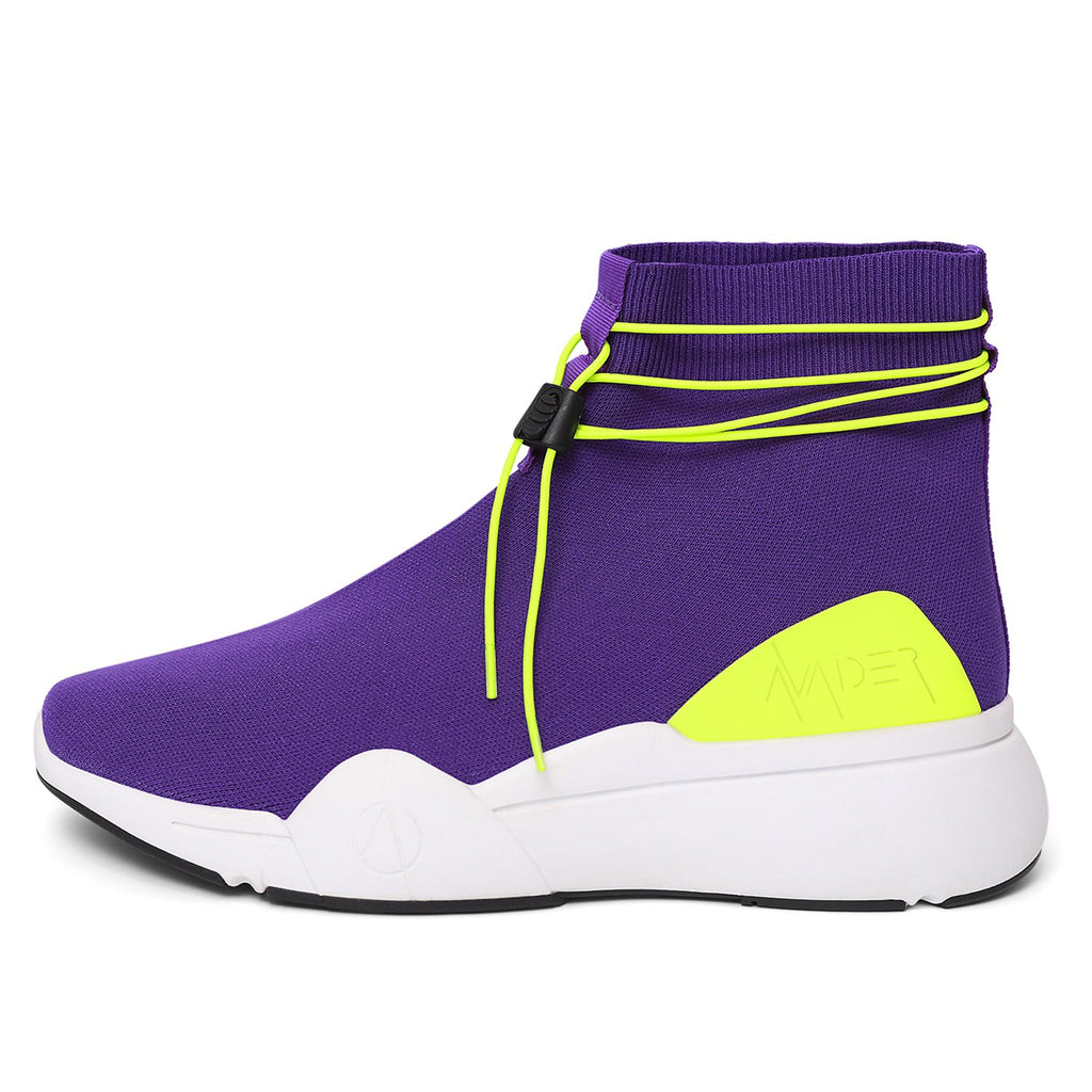 Ellipsis sock trainer in purple, neon green and white